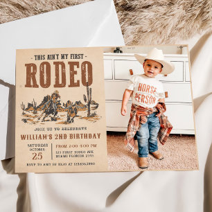 Rodeo Western Cowboy 2nd Birthday Party Photo Invitation