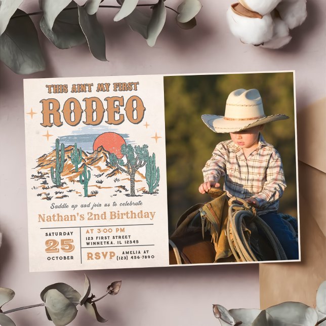 Rodeo Western Cowboy 2nd Birthday Photo Invitation (Creator Uploaded)