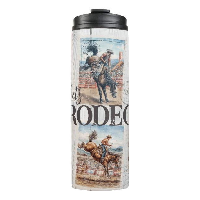 Rodeo Western Cowboy Horse Bucking Thermal Tumbler (Front)