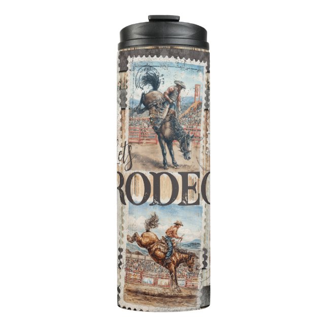 Rodeo Western Cowboy Horse Bucking Thermal Tumbler (Front)