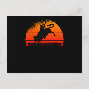 Rodeo Western Cowboy Wild West Retro Bull Postcard