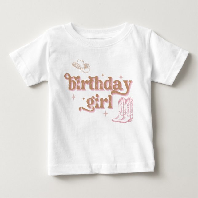 Rodeo Western Pink Cowgirl Birthday  Baby T-Shirt (Front)
