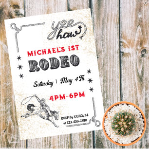 Rodeo Western Riding Cowboy Birthday  Invitation