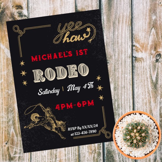 Rodeo Western Riding Cowboy Birthday  Magnetic Invitation (Creator Uploaded)