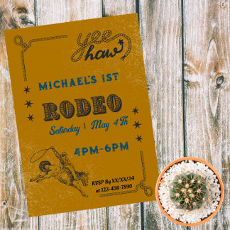 Rodeo Western Riding Cowboy Birthday Magnetic Invitation