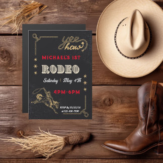 Rodeo Western Riding Cowboy Birthday Magnetic Invitation