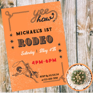 Rodeo Western Riding Cowboy Country Birthday Invitation