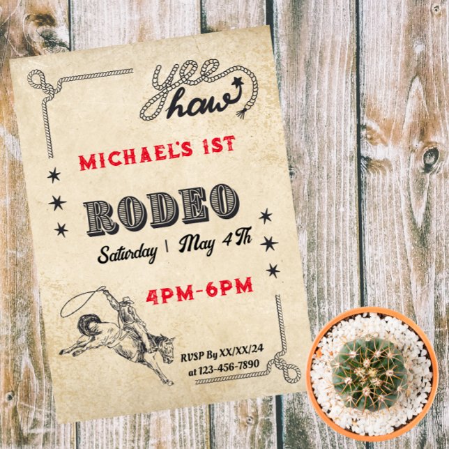 Rodeo Western Riding Cowboy Rodeo Birthday  Invitation (Creator Uploaded)