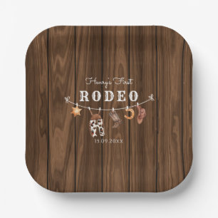 Rodeo Wild West rustic Western cowboy Birthday Paper Plate