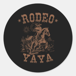 Rodeo Yaya Western Cowboy Family Matching Mother's Classic Round Sticker