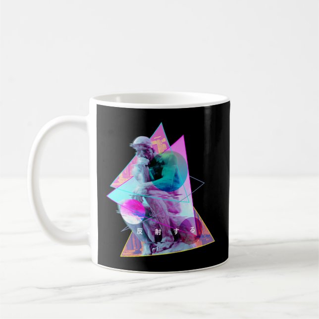 Rodin The Thinker Statue - Vaporwave Aesthetic Gli Coffee Mug (Left)