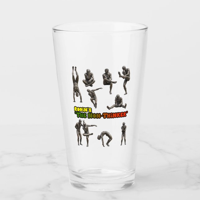 Rodin's The Non-Thinker Statue Collage Glass (Front)