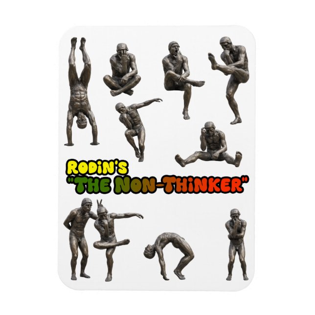 Rodin's The Non-Thinker Statue Collage Magnet (Vertical)