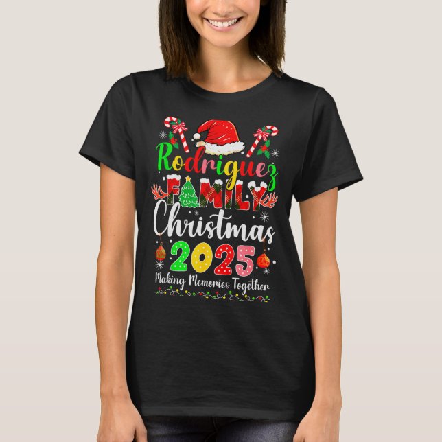 Rodriguez Family Christmas 2025 Matching Santa Hat T-Shirt (Front)