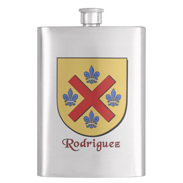 Rodriguez Heraldic Shield Hip Flask (Front)