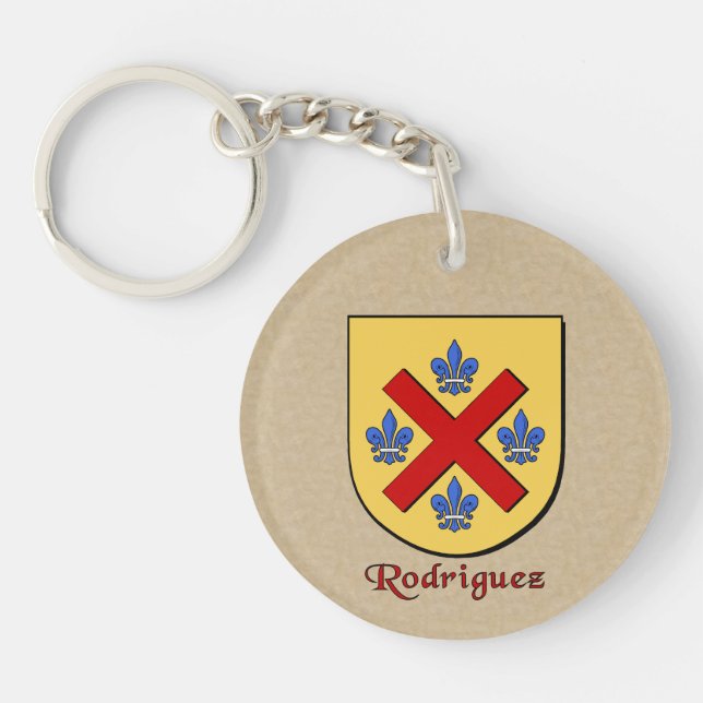 Rodriguez Historical Shield with Flag of Mexico Key Ring (Front)