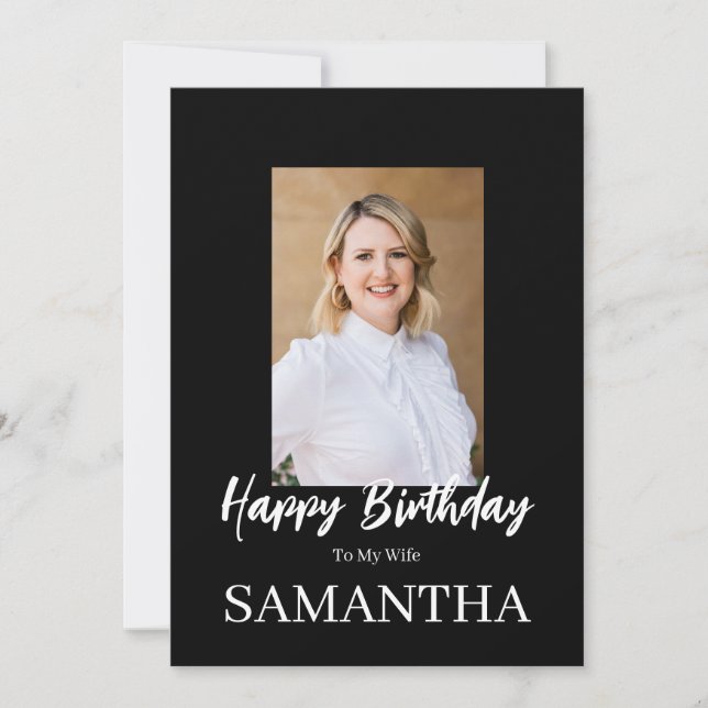 ROE Black & White Simple Birthday Wife Greeting Card (Front)