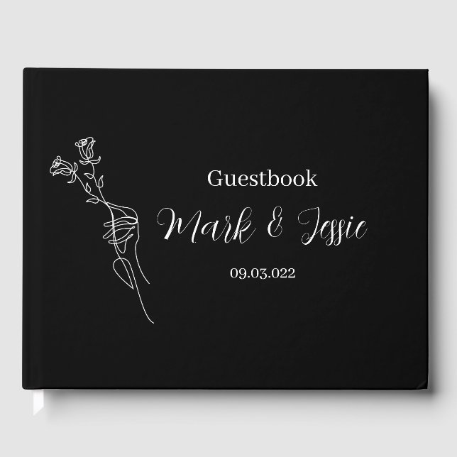 ROE Black & White Simple Wedding Guest Book (Front)