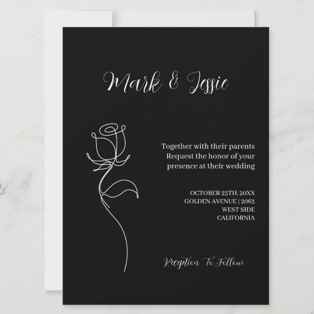 ROE Black & White Simple Wedding Invitation (Front)