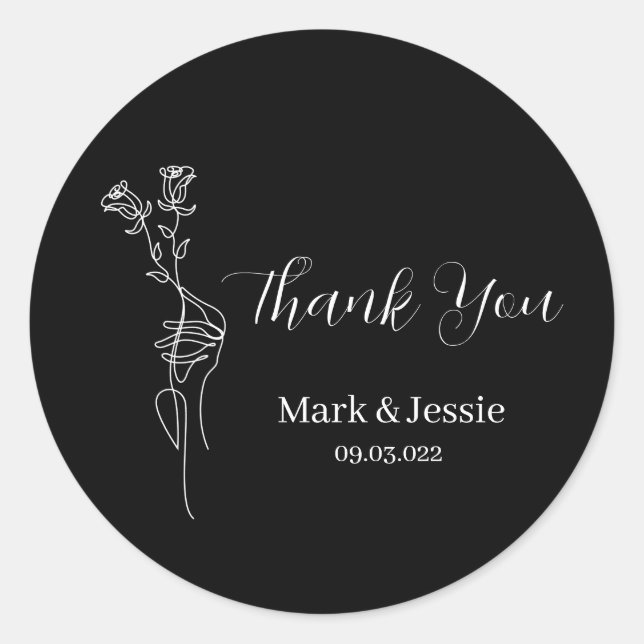 ROE Black & White Simple Wedding Label (Front)