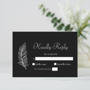 ROE Black & White Simple Wedding RSVP Card