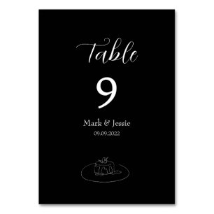 ROE Black & White Simple Wedding Table Number