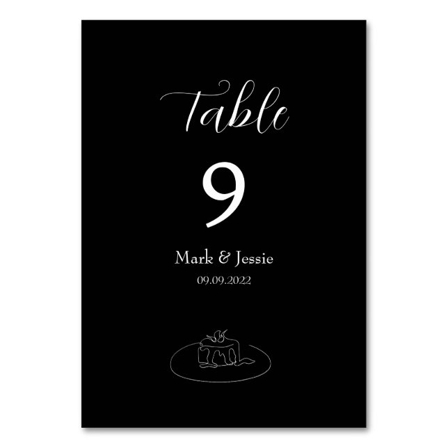 ROE Black & White Simple Wedding Table Number (Front)