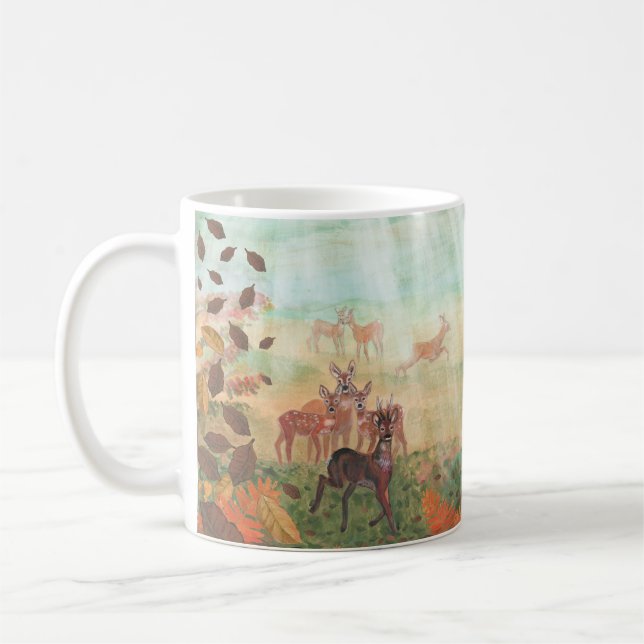 Roe Deer Capreolus capreolus in Forest Sunlight   Coffee Mug (Left)