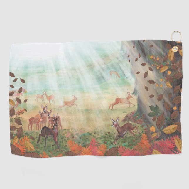 Roe Deer Capreolus capreolus in Forest Sunlight  Golf Towel (Horizontal)