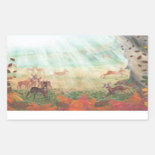 Roe Deer Capreolus capreolus in Forest Sunlight Rectangular Sticker