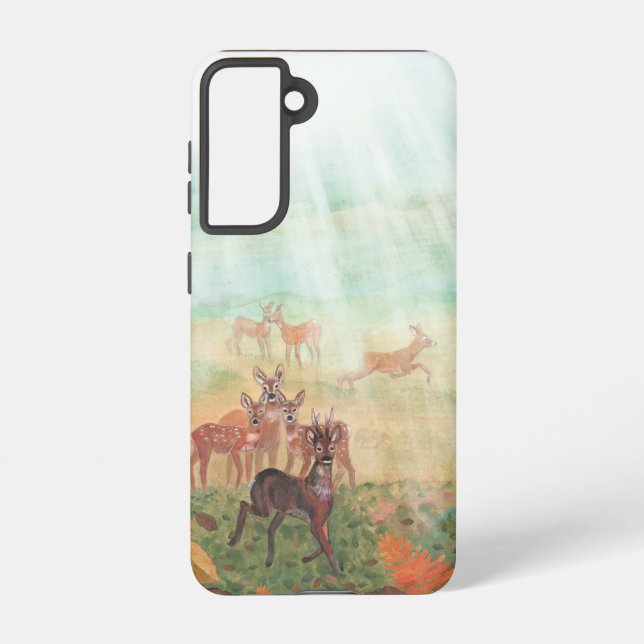Roe Deer Capreolus capreolus in Forest Sunlight    Samsung Galaxy S21 Case (Back)