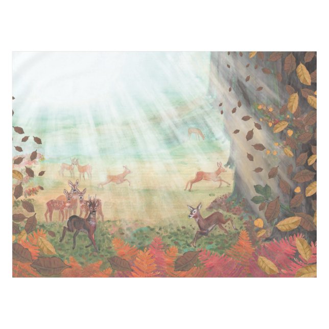 Roe Deer Capreolus capreolus in Forest Sunlight   Tablecloth (Front (Horizontal))