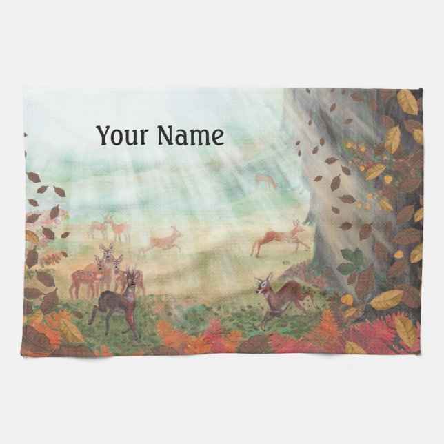 Roe Deer Capreolus capreolus Personalised Tea Towel (Horizontal)