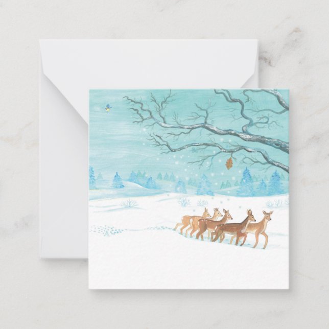 Roe Deer Group in Winter Card (Front)