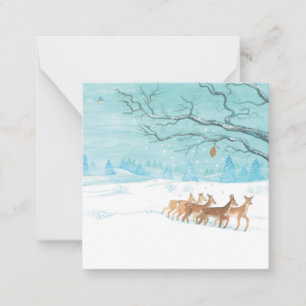 Roe Deer Group in Winter Card