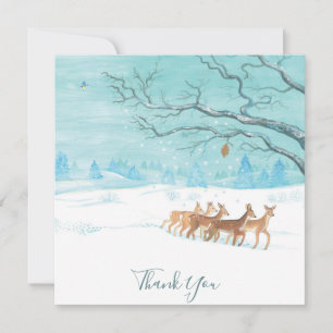 Roe Deer Group in Winter Thank You Card