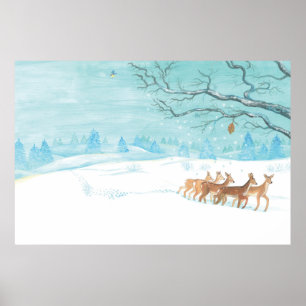 Roe Deer in a winter landscape Poster