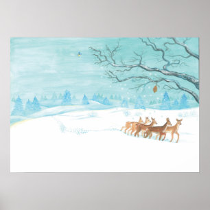 Roe deer Winter Poster