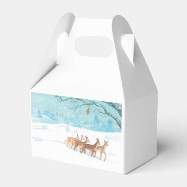 Roe Deer winter snowy forest landscape  Favour Box (Front Side)