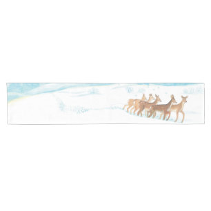 Roe Deer winter snowy landscape Short Table Runner