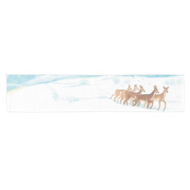 Roe Deer winter snowy landscape   Short Table Runner (Horizontal)