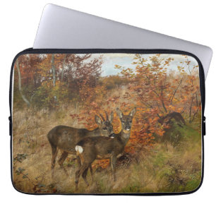 Roe Deer with Autumn Leaves Vintage Wildlife  Laptop Sleeve