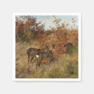Roe Deer with Autumn Leaves Vintage Wildlife  Napkin