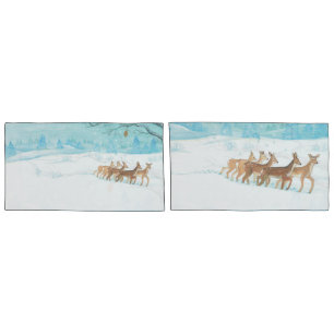 Roe Deers in Winter Pillowcase