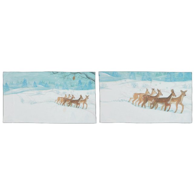Roe Deers in Winter Pillowcase (Back-Set)