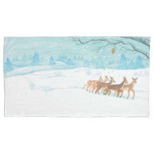 Roe Deers in Winter Pillowcase