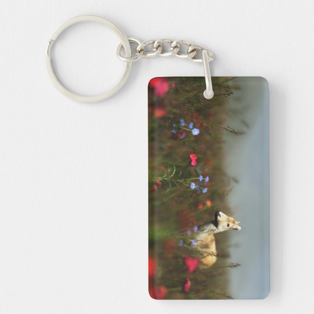 Roe in a Meadow Acrylic Keychain (Front)