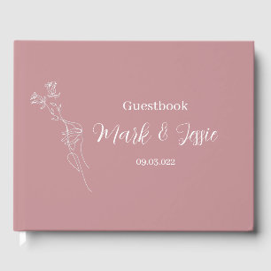 ROE Pink & White Simple Wedding Guest Book