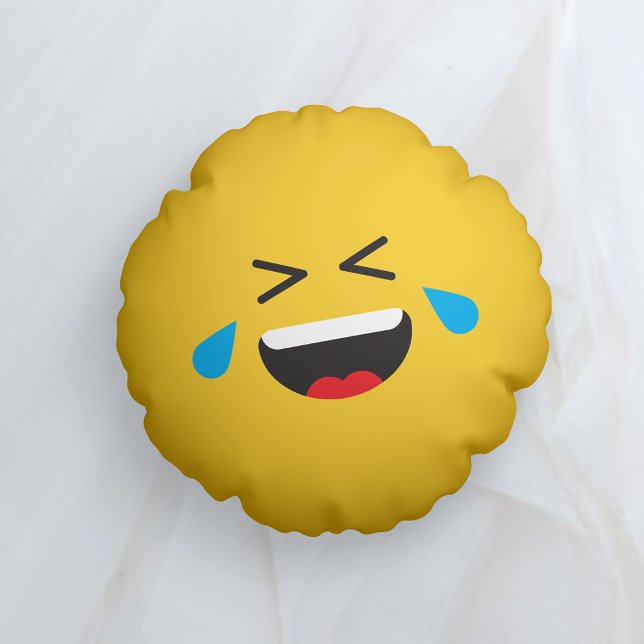 ROFL Laughing Yellow Face Emoji Round Cushion (Creator Uploaded)
