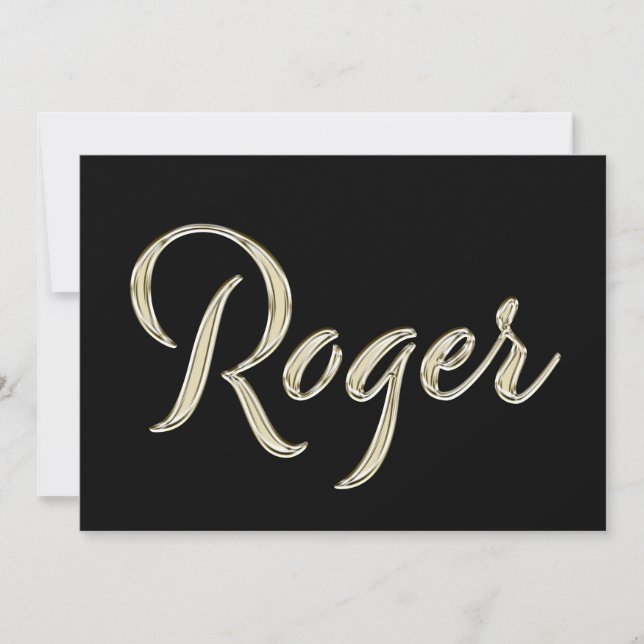 Roger Name white gold Handwriting Card (Front)